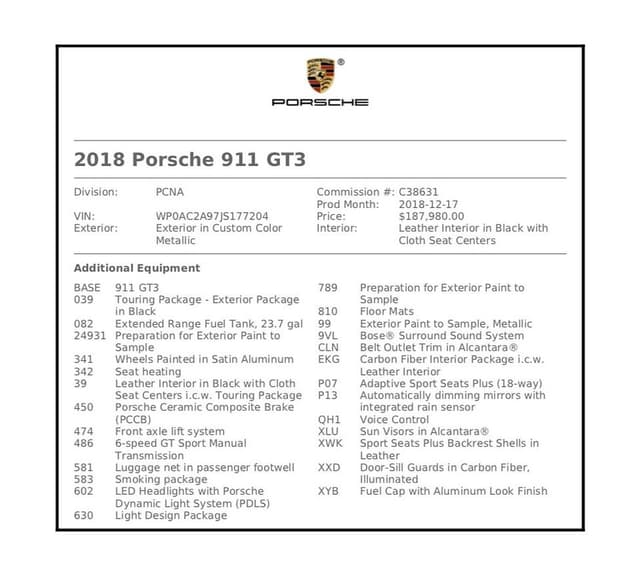 2018 Porsche 911 GT3 Touring in Exterior in Custom Color Metallic — photo 4